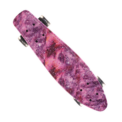 Скейт Пенни Борд (Penny Board) со светящимися колесами, Розовый космос