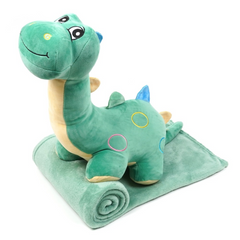 Іграшка-плед Динозаврик 3в1 Іграшка-подушка з пледом (55см), Зелений