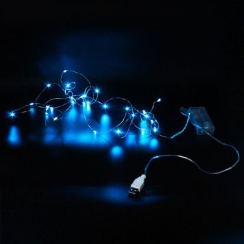 Xmas гирлянда 30 Led 3M (Copper) на медной проволоке (Капля росы) B BLUE BATTERY+USB