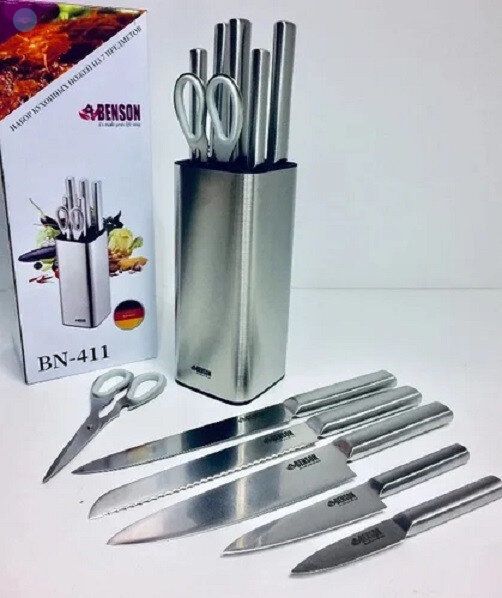Набір кухонних ножів 6 предметів з підставкою Benson BN-411