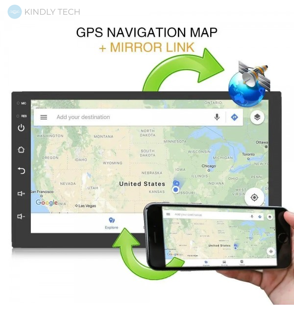 Автомагнитола 2Din Univesal Android Small экран 7" с GPS модулем 16 Гб