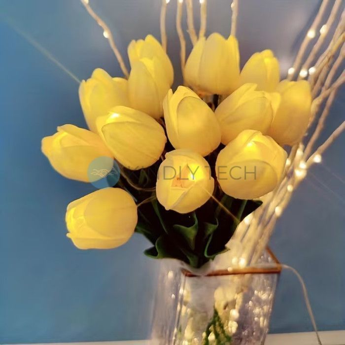 LED-нічник &laquo;Тюльпани&raquo;, 10 квітів, 33 см, батарейки, тепле світло