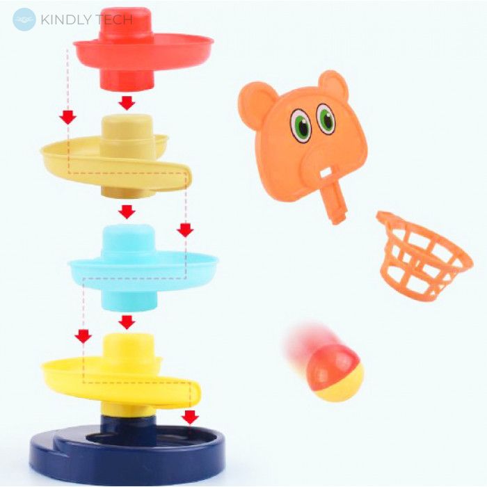 Игра развивающая Башня спуск с 4 шариками Мишка