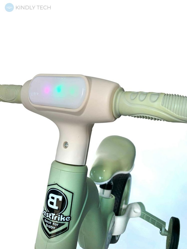 Детский велосипед беговел HLL205 светящийся с музыкой, колеса снимаються, с педалями Зеленый