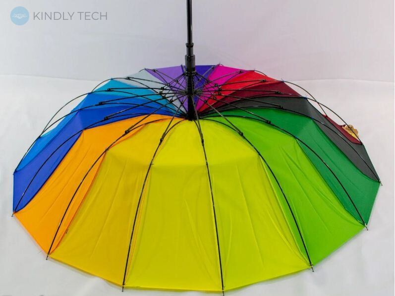 Велика райдужна парасолька тростина напівавтомат "Feeling Rain" 16 спиць