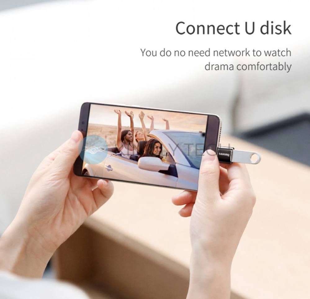 Адаптер OTG USB-C на Micro USB Baseus (CAMOTG-01) чорного кольору для підключення периферійних пристроїв до смартфонів і планшетів