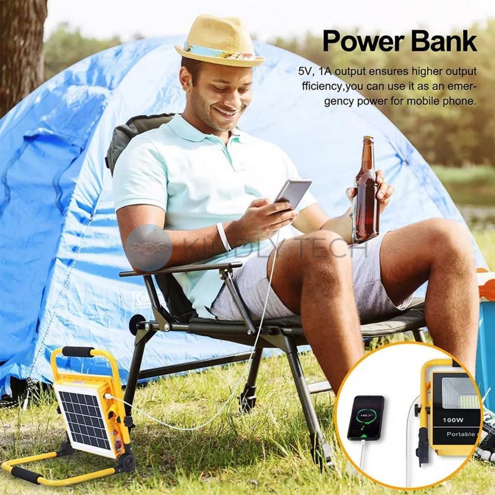 Переносной фонарь прожектор на солнечной батарее Solar lamp Battery 15000 MAH + Bluetooth