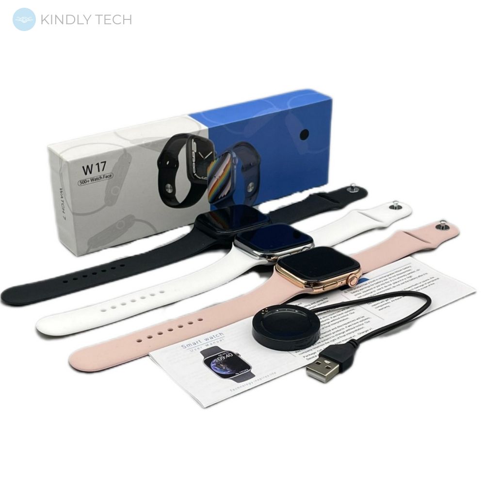 Умные смарт часы Smart Watch IWO W17 Series 7 с большим дисплеем и разговорным динамиком, Розовый