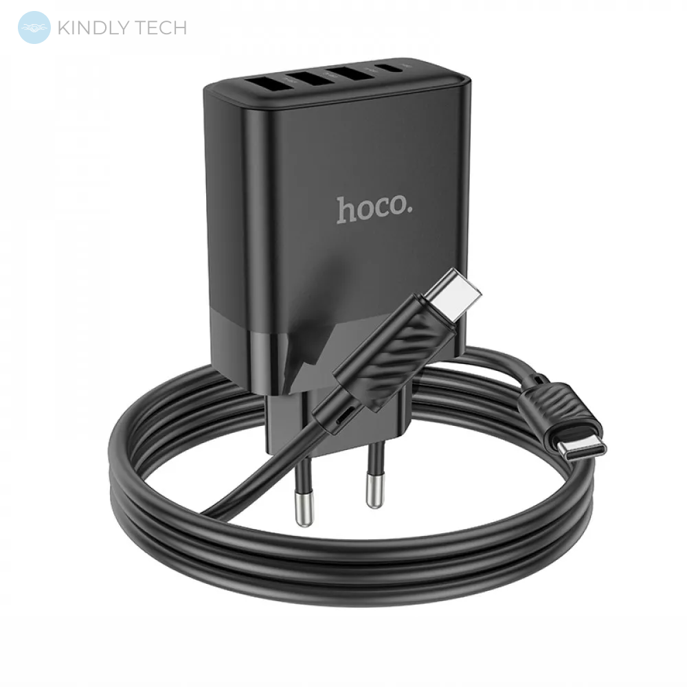 Мережевий зарядний пристрій 45W | PD | QC3.0 C to C Cable (1m) - Hoco C127A - Black