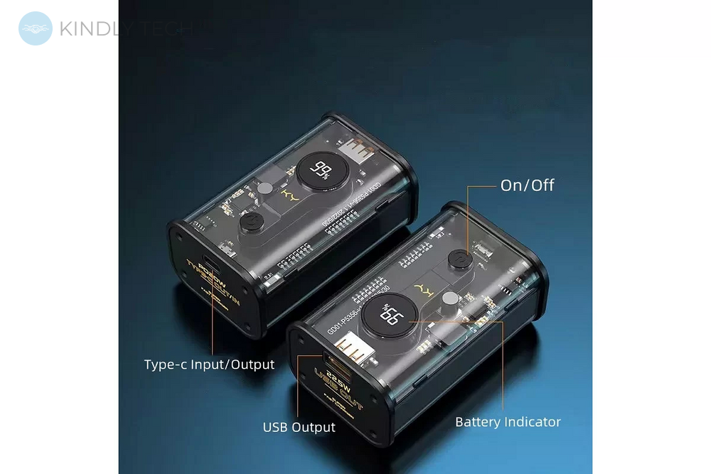 Зовнішній акумулятор (повербанк) Power Bank Linq QC 22.5W + PD 20W (16000mAH), 3Ah + швидка зарядка (Black)