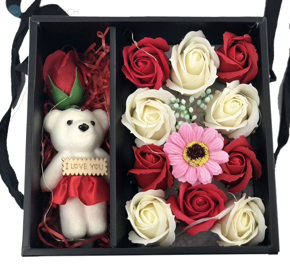 Подарунковий набір мила з троянд з ведмедиком XY19-79
