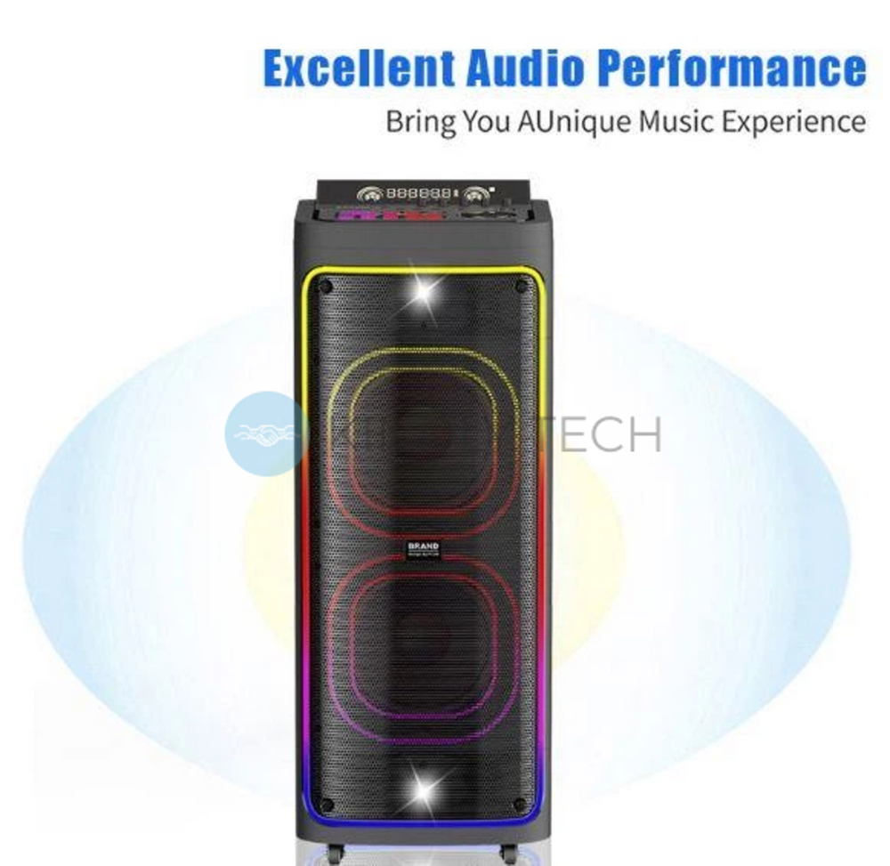 Мощная Bluetooth-колонка Gedi-G GD-2898 100 Вт с 2&times;8", RGB и двумя радиомикрофонами
