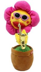 М'яка іграшка - повторюха SUNROZ танцююча співача квітка-саксофоніст, pink