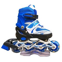 Роликовые коньки раздвижные SkateX Happy Joy Led Синий размер L