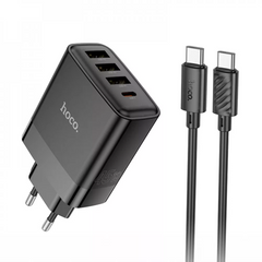 Мережевий зарядний пристрій 45W | PD | QC3.0 C to C Cable (1m) - Hoco C127A - Black