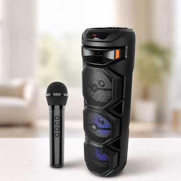 Портативная караоке-колонка ZQS-8301 с RGB-подсветкой и беспроводным микрофоном