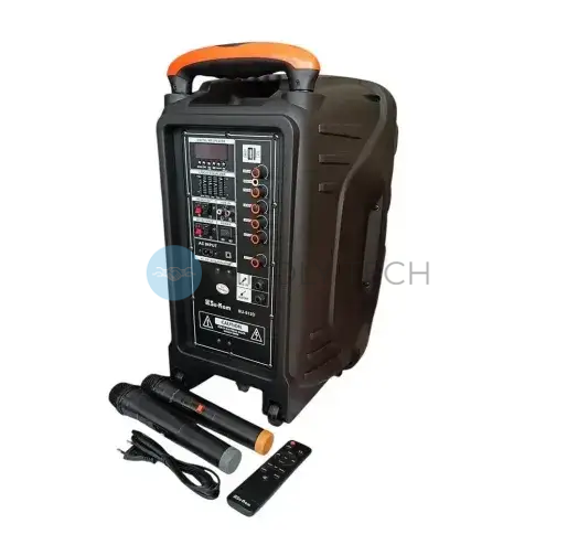 Портативна акустична система SuKam SU-612 1500 Вт, Bluetooth, 2 бездротові мікрофони, LED-підсвітка, караоке