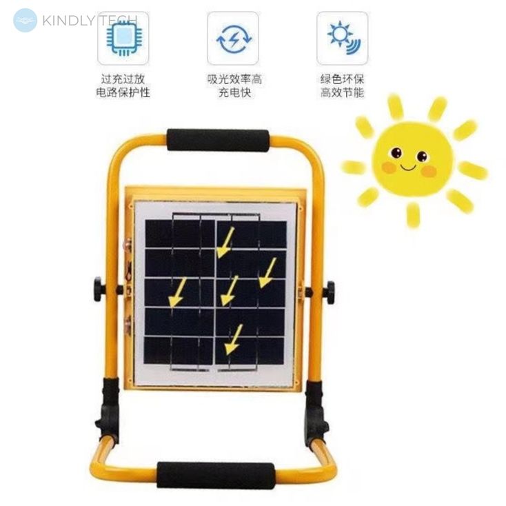 Переносной фонарь прожектор на солнечной батарее Solar lamp Battery 15000 MAH + Bluetooth