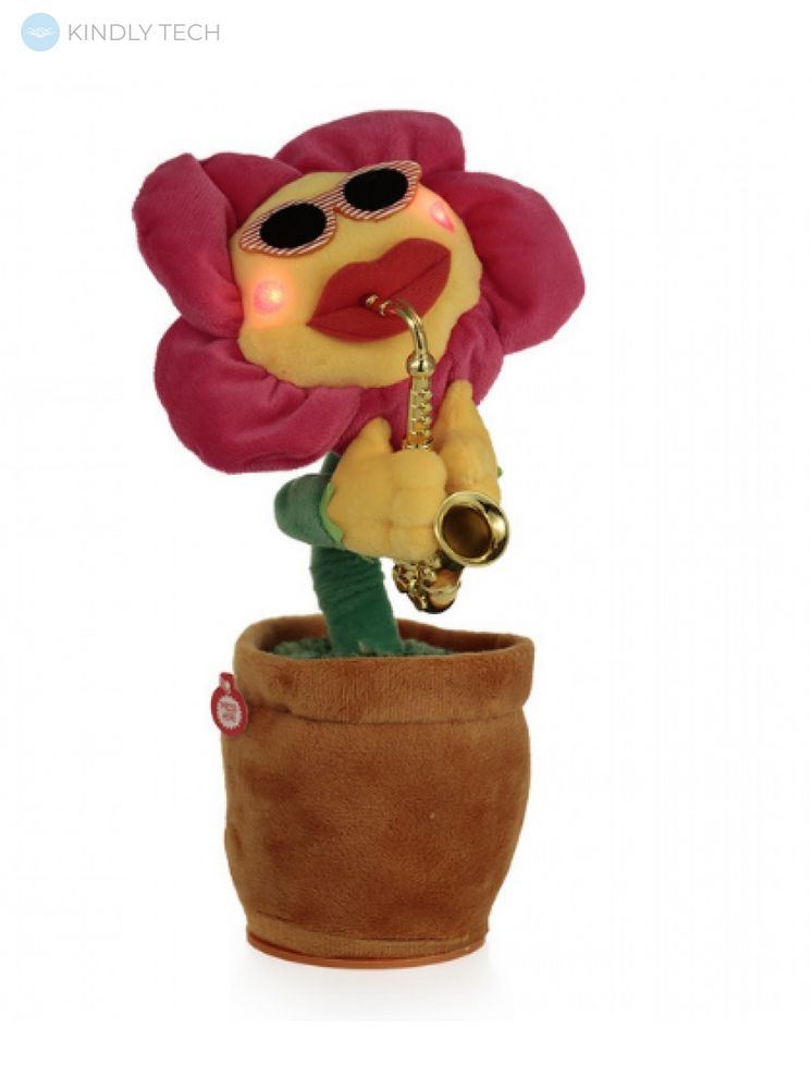 М'яка іграшка - повторюха SUNROZ танцююча співача квітка-саксофоніст, pink