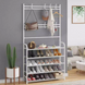 Напольная вешалка стойка 80х26х151 см для одежды с полками New simple floor clothes rack, Белая