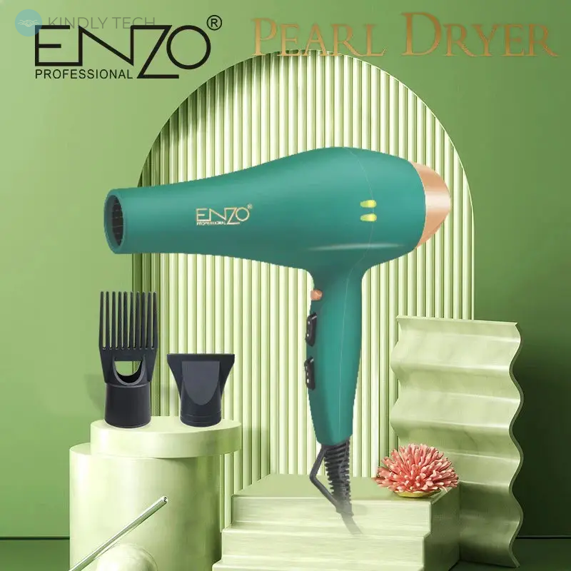 Профессиональный фен для волос с двумя насадками Enzo EN-8887, Зеленый