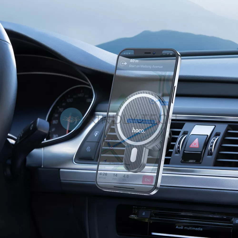 Автотримач Hoco CA85 Ultra-fast magnetic wireless charging - Black