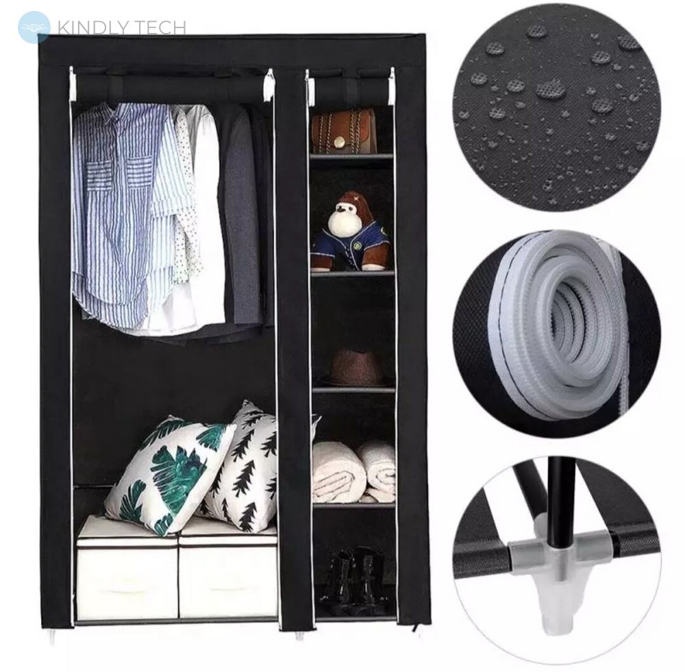 Складной тканевый шкаф Storage Wardrobe 68110 Black