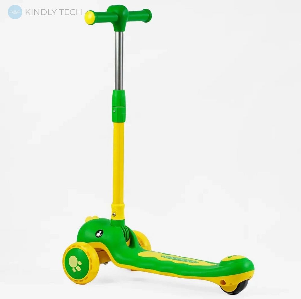 Самокат детский трехколесный Scooter Cvest Dino, Желто-зеленый