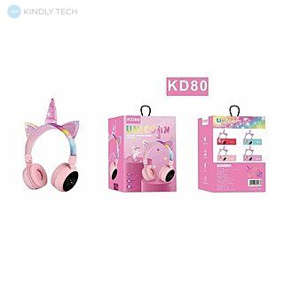 Беспроводные Bluetooth наушники Unicorn Headset Stereo Wireless Headphone KD80 pink