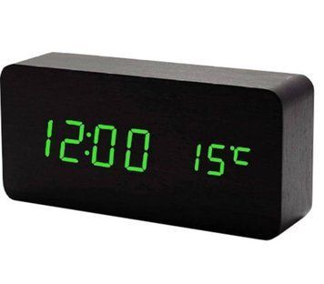Годинник мережевий VST-862-4 зелений (корпус чорний) з USB і вимірюванням температури