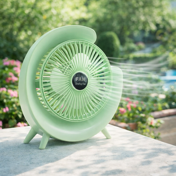 Портативний вентилятор FAN-019 G-лампа з LED підсвіткою,Зелений