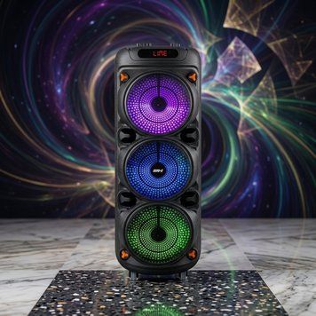 Мощная портативная Bluetooth-колонка GEDI-G GD-8838 с 3 динамиками, RGB-подсветкой и микрофоном