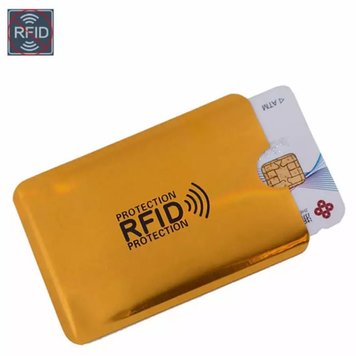 Защитный чехол для банковской карты с блокировкой от RFID считывания, Golden