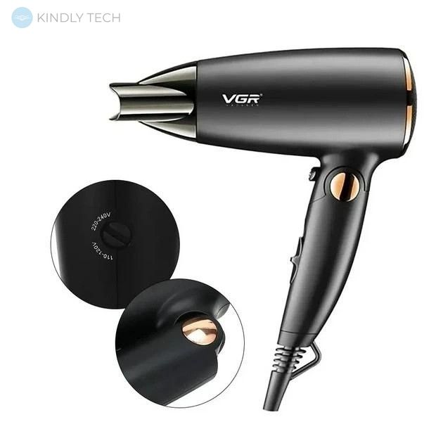 Профессиональный мощный фен для волос VGR V-439 со складной ручкой