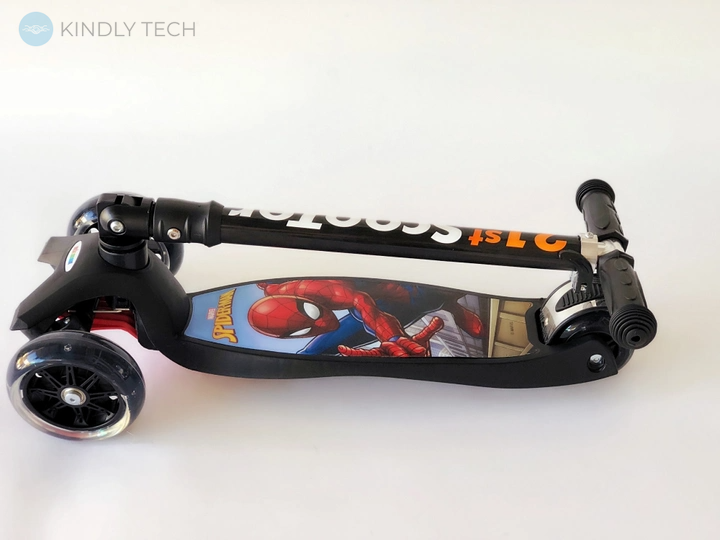 Самокат Maxi Scooter Disney Marvel Spiderman с наклоном руля и со складной ручкой