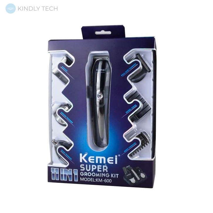 Тример чоловічий Kemei KM-600 універсальний 11 в 1 для стрижки волосся і гоління бороди і носа