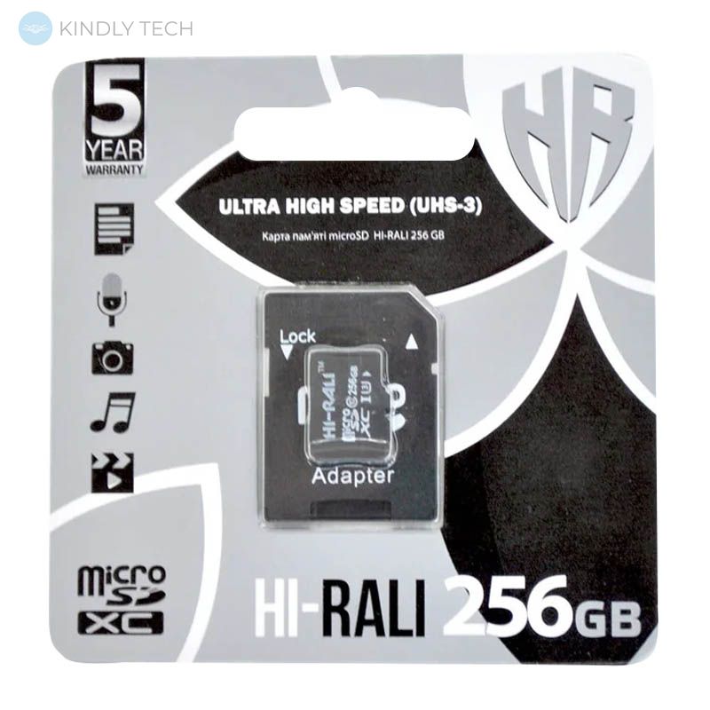 Карта пам'яті micro SDHC 256GB HI-RALI з Адаптером