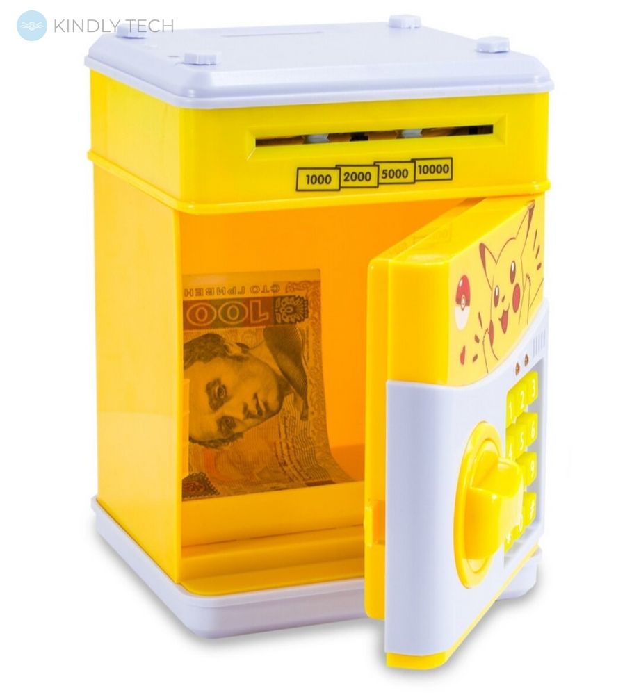 Музичний сейф-скарбничка для дітей ( "Пікачу", жовтий)
