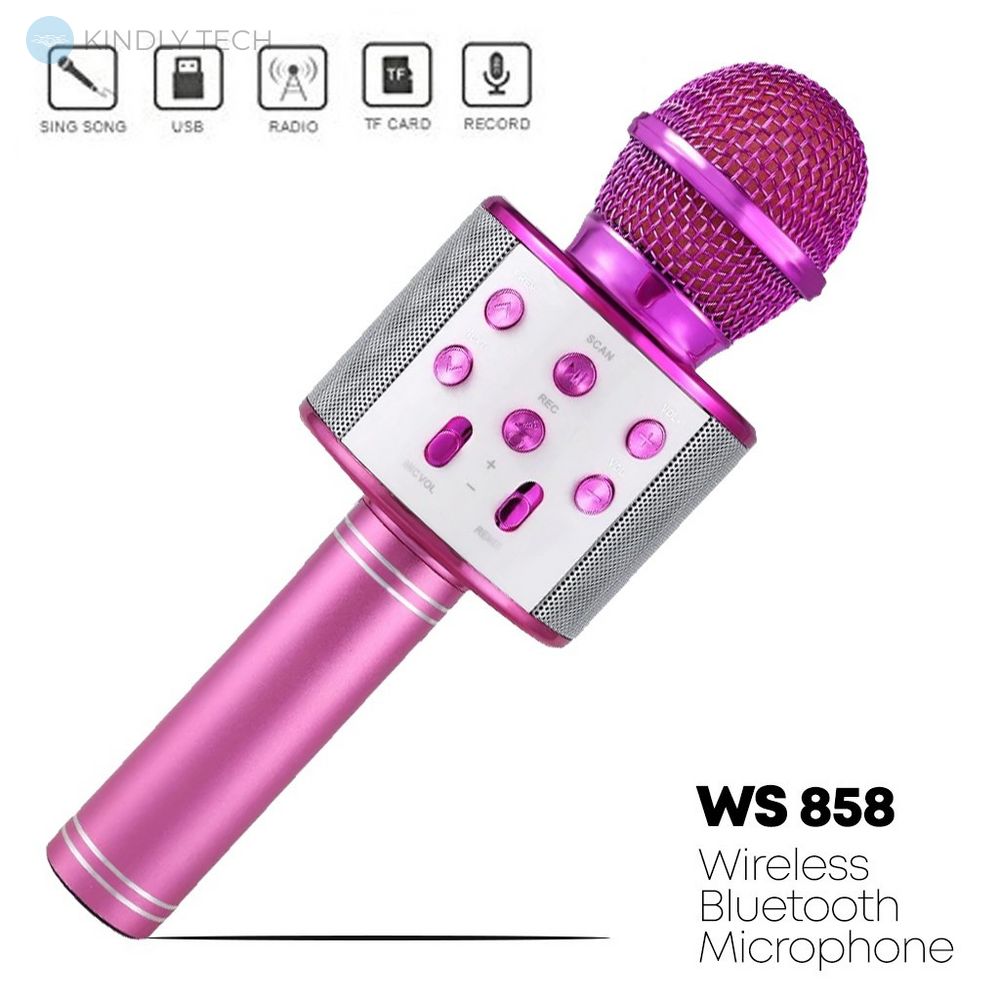 Беспроводной портативный вокальный караоке-микрофон Bluetooth WS-858 purple