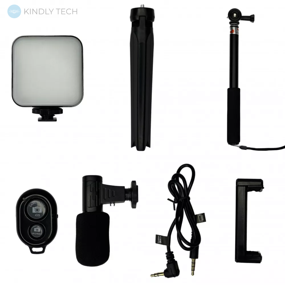 Монопод трипод з мікрофоном для телефону, Bluetooth, 1.00m, LED Lamp & Flash, AY-49Z