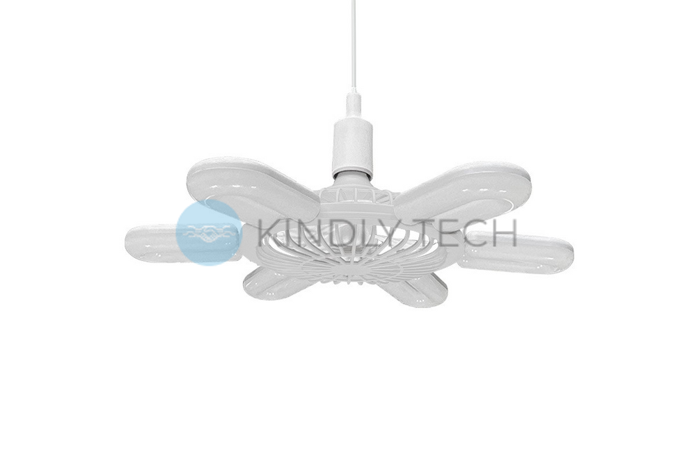 LED лампа-вентилятор AY1033 60W с пультом, цоколь E27, 3 режима света и скорости, белый