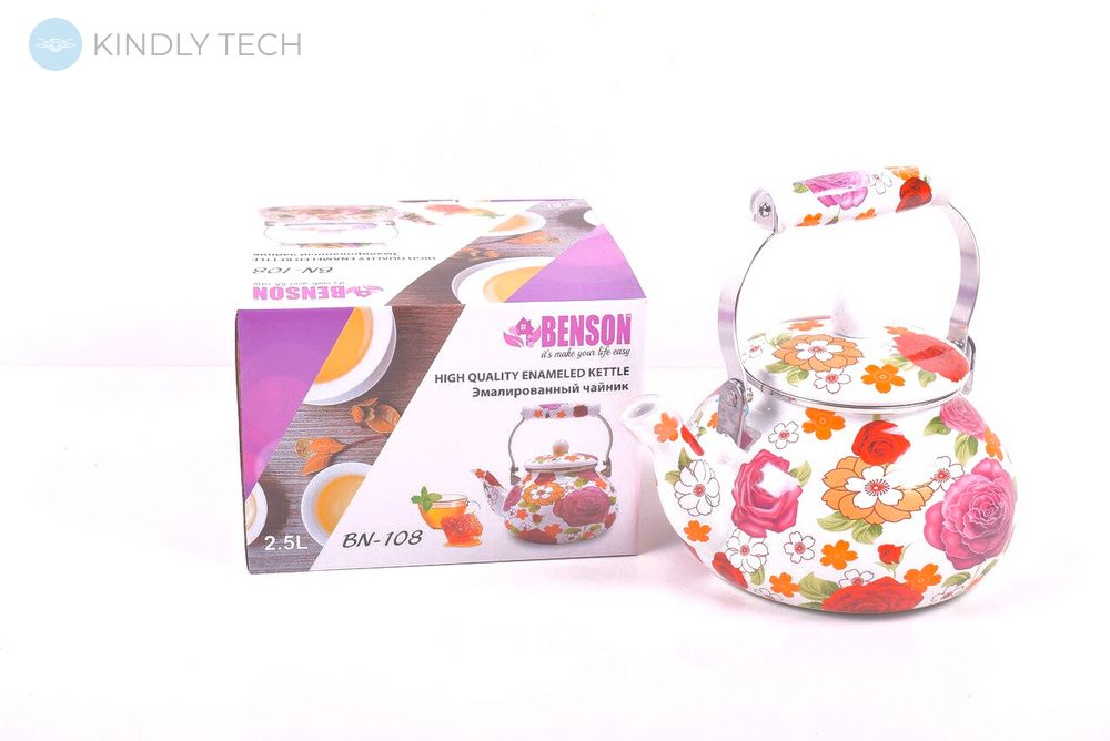 Чайник Benson эмалированный 2,5 л. BN-108 в ассортименте ( 2 расцветки)