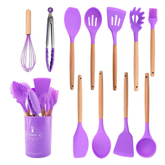 Силиконовый кухонный набор принадлежностей Kitchen Set (12 предметов), Фиолетовый