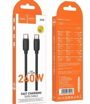 Кабель HOCO X115 Surpass 240W Fast Charging Data Cable Type-C to Type-C 1м