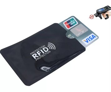 Защитный чехол для банковской карты с блокировкой от RFID считывания, Black