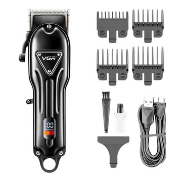 Аккумуляторная машинка для стрижки VGR V-051 с 4 насадками и LED-дисплеем