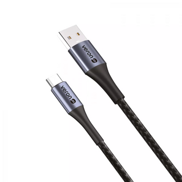 Nylon Cable USB C 3A (1m) &mdash; Veron NC09 &mdash; Black
