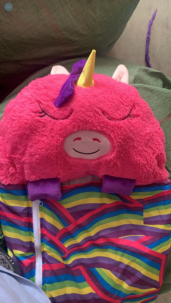 Детский спальный мешок-игрушка подушка Единорог Sleeping Bag 125*50 см