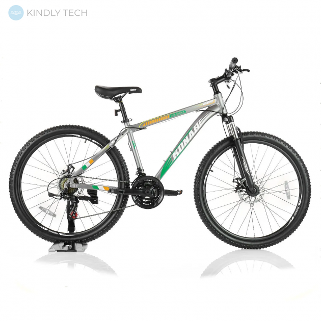 Велосипед горный с алюминиевой рамой Konar KA-26"17 передние амортизаторы, Серый/зеленый