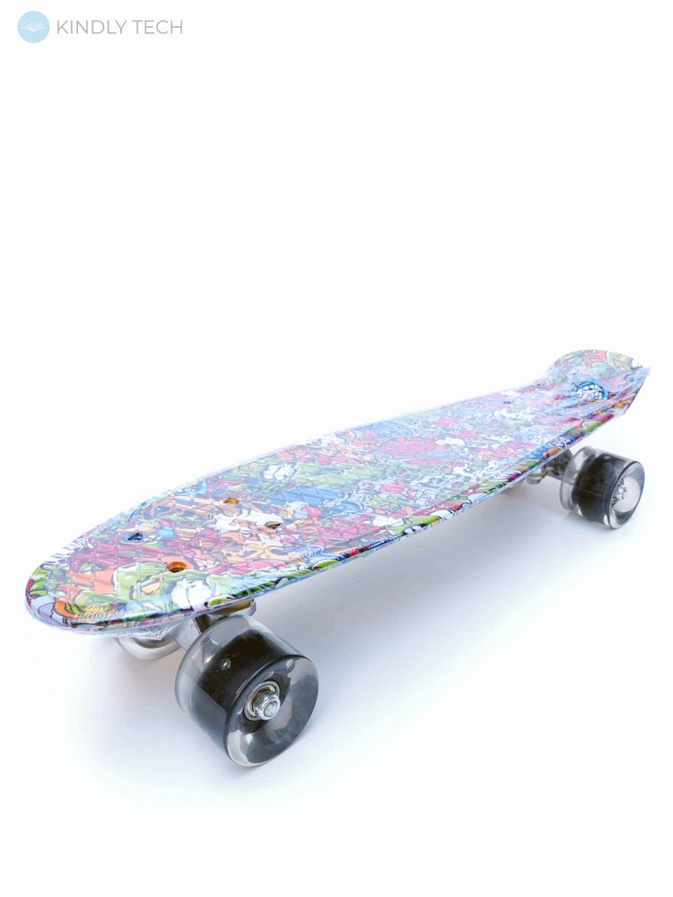 Скейт Пенні Борд Penny Board 101S з колесами, що світяться, Графіті